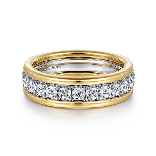 14K White-Yellow Gold Diamond Anniversary Band