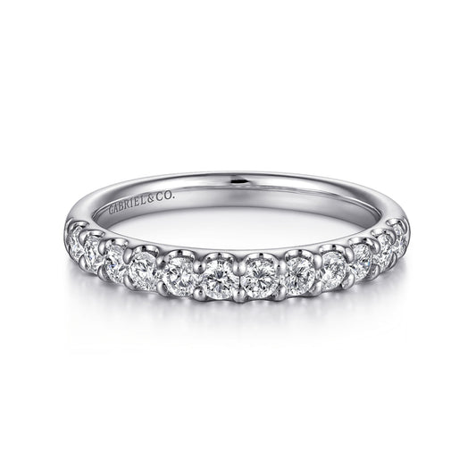 14K White Gold Round 12 Stone Diamond Wedding Band