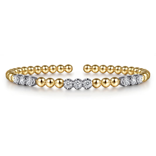 14K White & Yellow Gold Bujukan Diamond Split Bangle Bracelet