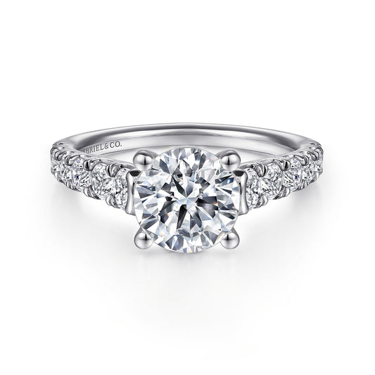 14K White Gold Round Diamond Engagement Ring