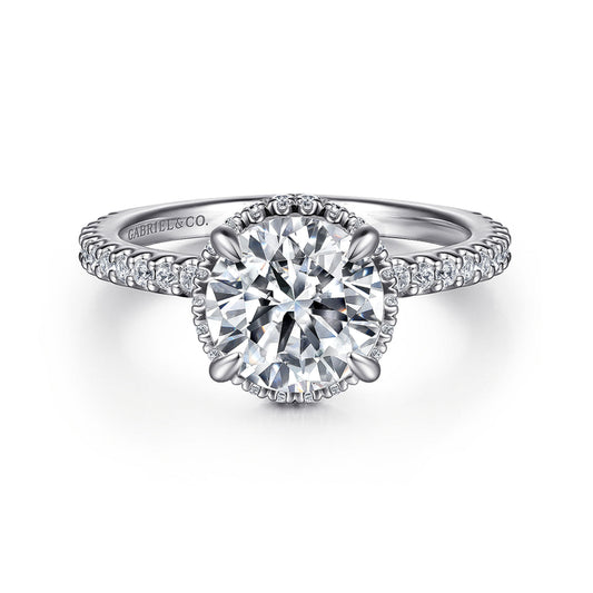 14K White Gold Round Diamond Engagement Ring