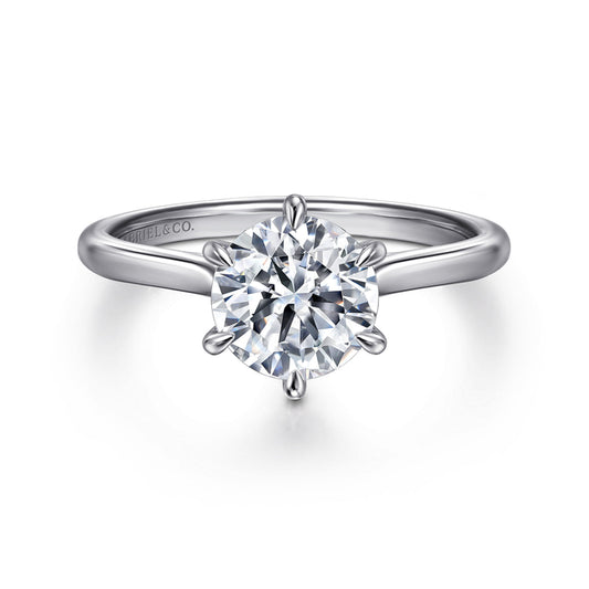 14K White Gold Round Solitaire Diamond Engagement Ring