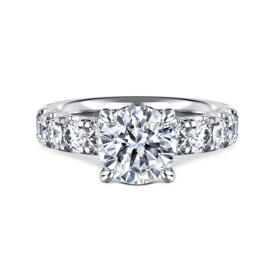 14K White Gold Round Diamond Engagement Ring