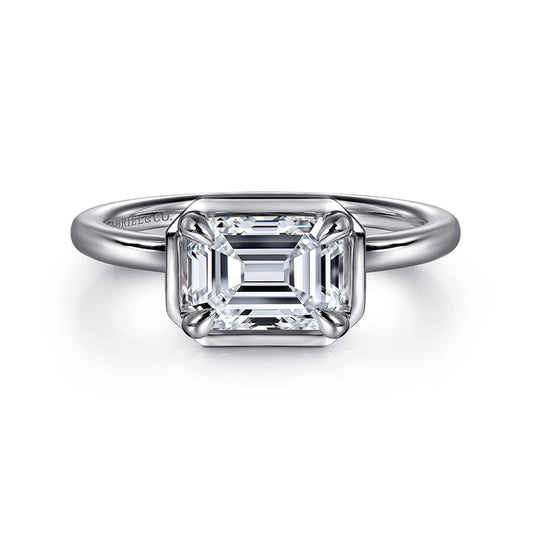 14K White Gold Emerald Cut Diamond Engagement Ring