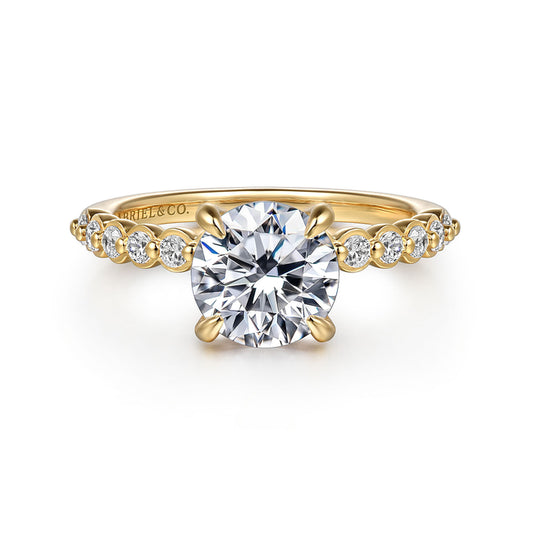 14K Yellow Gold Round Diamond Engagement Ring