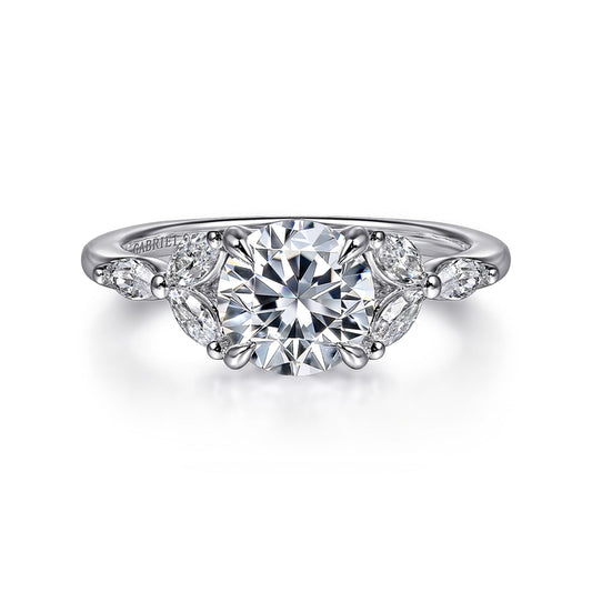 14K White Gold Round Diamond Engagement Ring