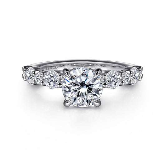 14K White Gold Round Diamond Engagement Ring