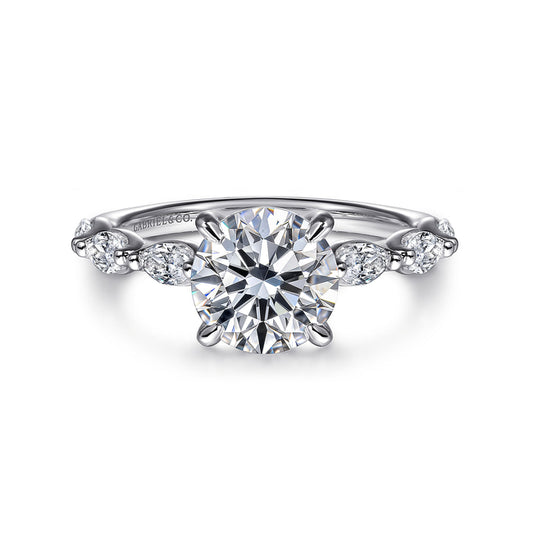 14K White Gold Round Diamond Engagement Ring