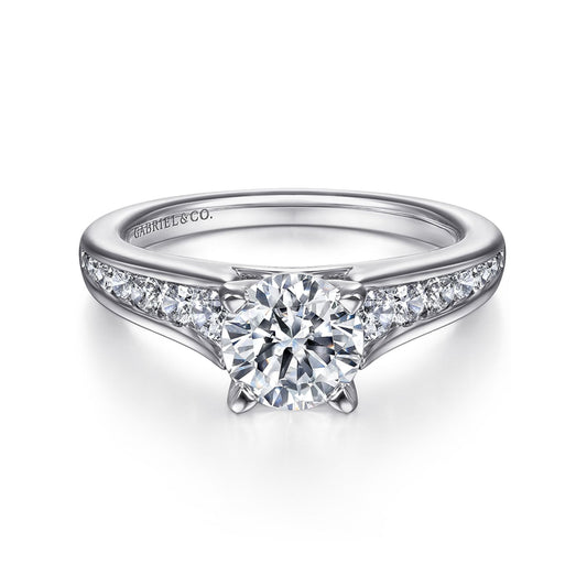 14K White Gold Round Diamond Channel Set Engagement Ring