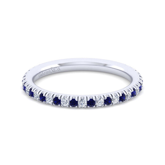 14K White Gold Sapphire and Diamond Stackable Band