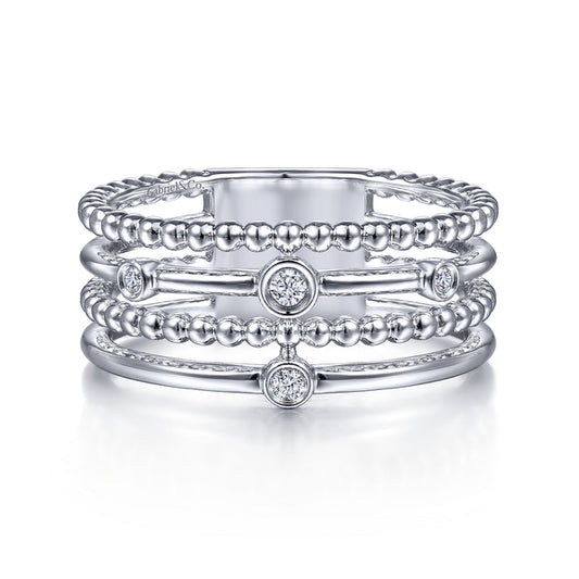 925 Sterling Silver Bujukan Bezel Set Diamond Easy Stackable Ring