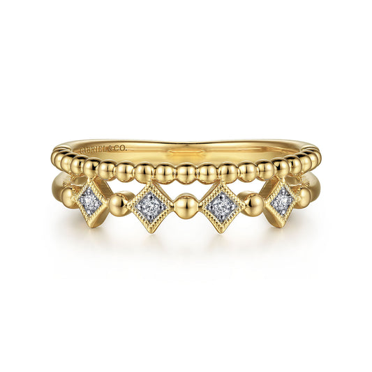 14K Yellow Gold Bujukan Diamond Easy Stackable Ring