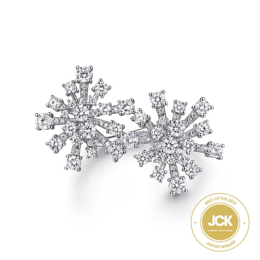 18K White Gold Diamond Floral Open Ladies Ring