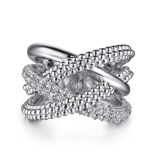 925 Sterling Silver Bujukan and White Sapphire Twisted Ring