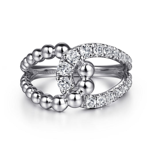 925 Sterling Silver Bujukan and White Sapphire Interlocking Ladies Ring