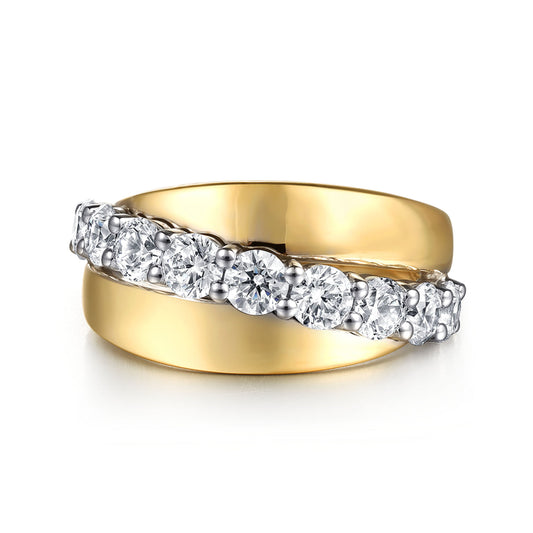 18K White & Yellow Gold Diamond Twist Ring