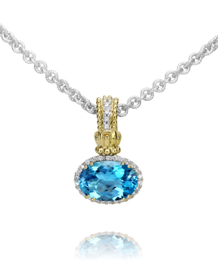 Vahan 14k Gold & Sterling Silver Blue Topaz Pendant