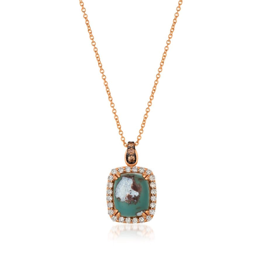 Le Vian® Pendant featuring 6 cts. Peacock Aquaprase™, 1/15 cts. Chocolate Diamonds®, 1/2 cts. Nude Diamonds™ set in 14K Strawberry Gold®