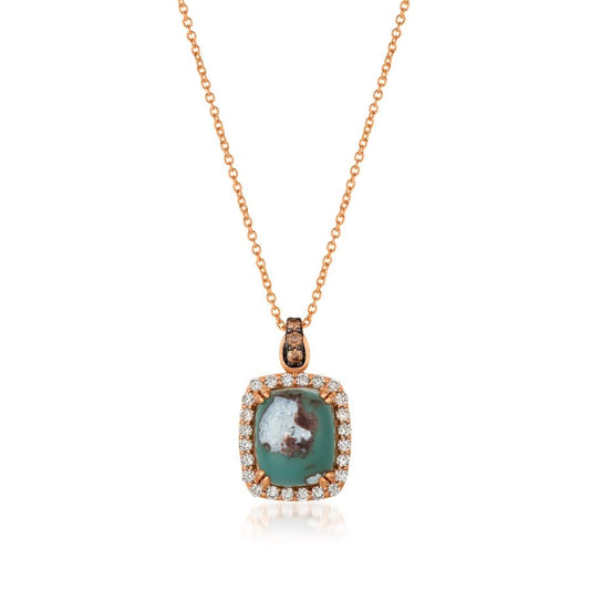 Le Vian® Pendant featuring 6 cts. Peacock Aquaprase™, 1/15 cts. Chocolate Diamonds®, 1/2 cts. Nude Diamonds™ set in 14K Strawberry Gold®