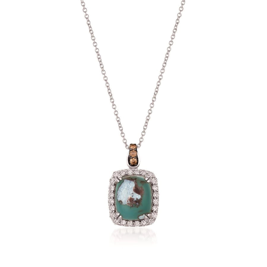 Le Vian® Pendant featuring 6 cts. Peacock Aquaprase™, 1/15 cts. Chocolate Diamonds®, 1/2 cts. Nude Diamonds™ set in 14K Vanilla Gold®