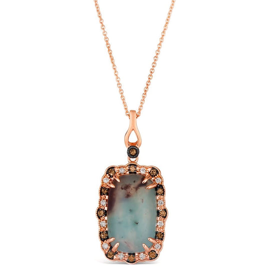 Le Vian® Pendant featuring 6 cts. Peacock Aquaprase™, 1/8 cts. Chocolate Diamonds®, 1/10 cts. Nude Diamonds™ set in 14K Strawberry Gold®