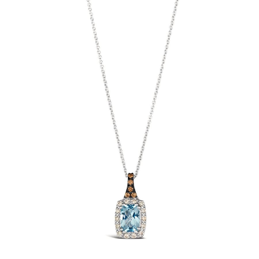Le Vian® Pendant featuring 3/4 cts. Sea Blue Aquamarine®, 1/8 cts. Nude Diamonds™, 1/20 cts. Chocolate Diamonds® set in 14K Vanilla Gold®