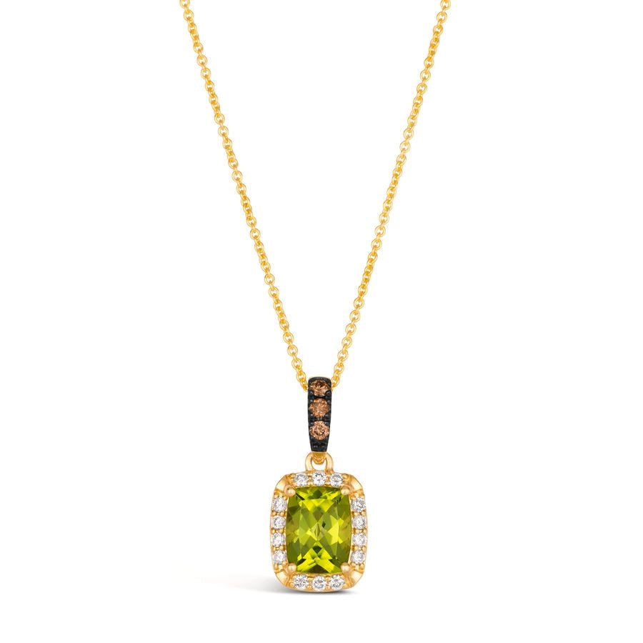 Le Vian® Pendant featuring 1 1/3 cts. Green Apple Peridot™, 1/20 cts. Chocolate Diamonds®, 1/6 cts. Nude Diamonds™ set in 14K Honey Gold™