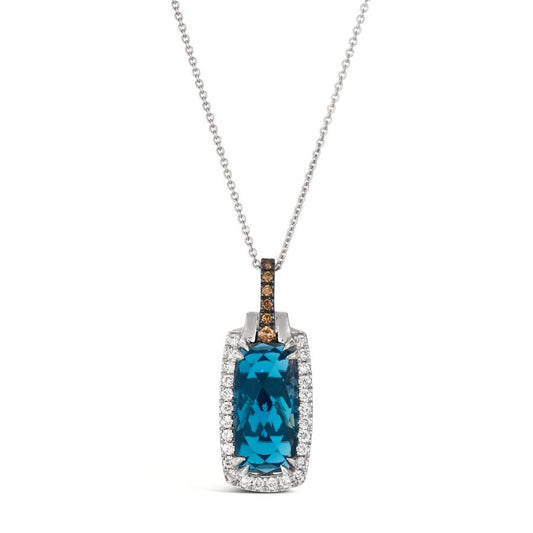 Le Vian® Pendant featuring 3 7/8 cts. Deep Sea Blue Topaz™, 1/20 cts. Chocolate Diamonds®, 1/5 cts. Nude Diamonds™ set in 14K Vanilla Gold®