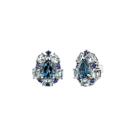 Le Vian® Earrings featuring 2 1/5 cts. Deep Sea Blue Topaz™, 1 7/8 cts. Blue Topaz, 1/4 cts. Blueberry Sapphire™, set in 14K Vanilla Gold®