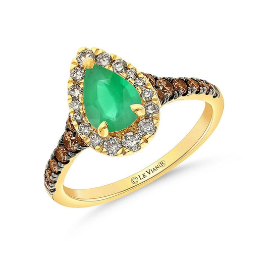 Le Vian® Ring featuring 1/2 cts. Costa Smeralda Emeralds™, 1/4 cts. Nude Diamonds™, 1/5 cts. Chocolate Diamonds® set in 14K Honey Gold™
