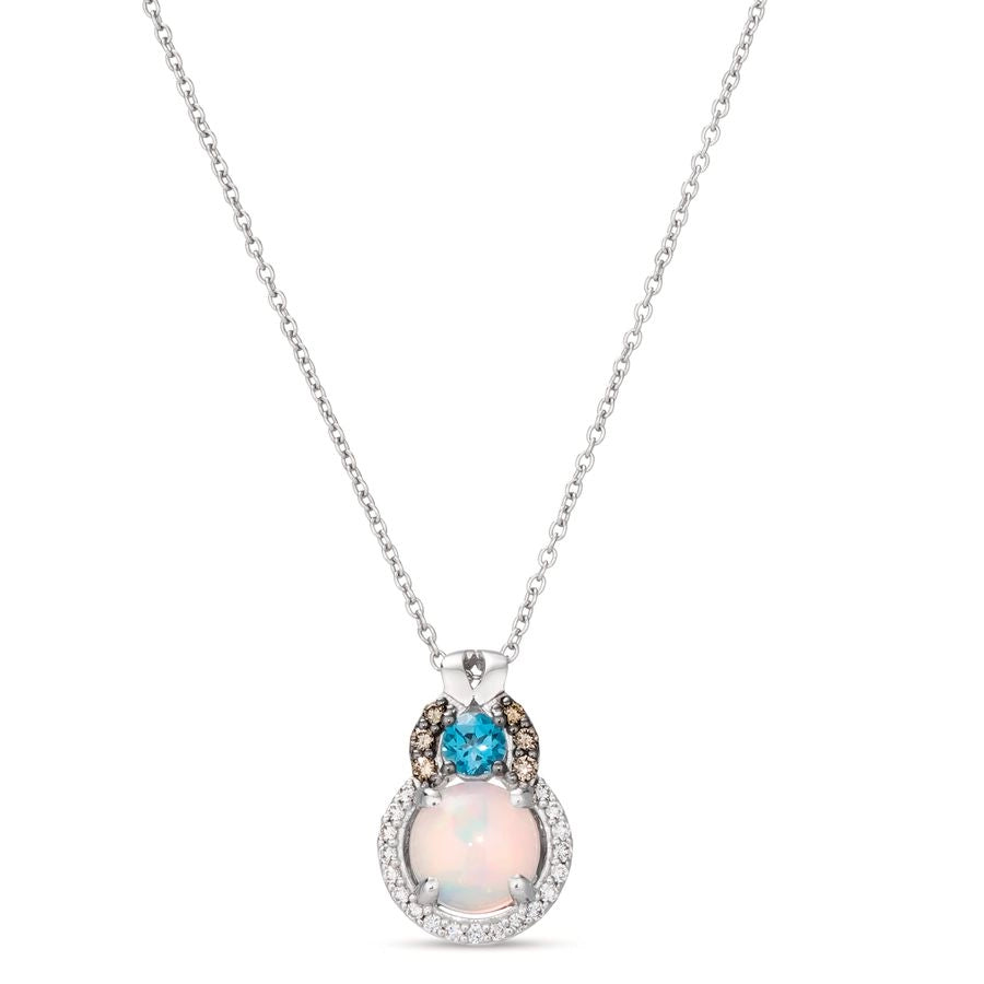 Le Vian Chocolatier® Pendant featuring 3/4 cts. Neopolitan Opal™, 1/6 cts. Deep Sea Blue Topaz™, 1/20 cts. Chocolate Diamonds®, 1/10 cts. Vanilla Diamonds® set in 14K Vanilla Gold®