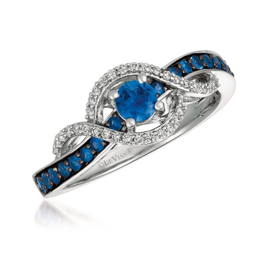 Le Vian® Ring featuring 1/2 cts. Blueberry Sapphire™, 1/8 cts. Vanilla Diamonds® set in 14K Vanilla Gold®