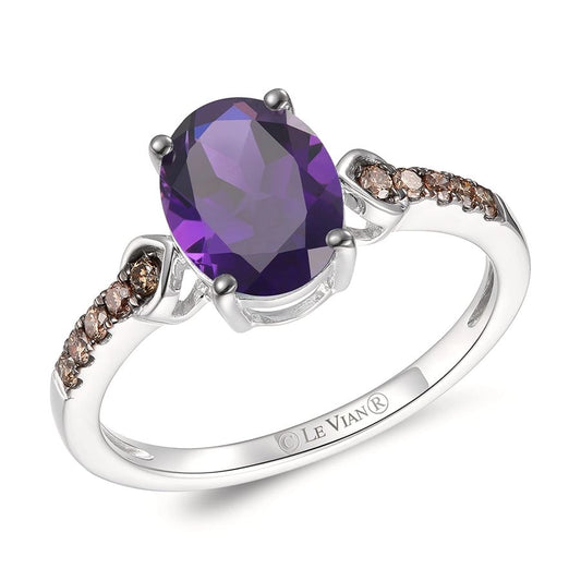 Le Vian Chocolatier® Ring featuring 1 3/4 cts. Grape Amethyst™, 1/6 cts. Chocolate Diamonds® set in 14K Vanilla Gold®