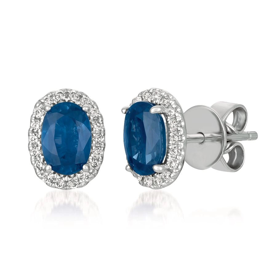 Le Vian® Earrings featuring 1 cts. Blueberry Sapphire™, 1/8 cts. Vanilla Diamonds® set in 14K Vanilla Gold®