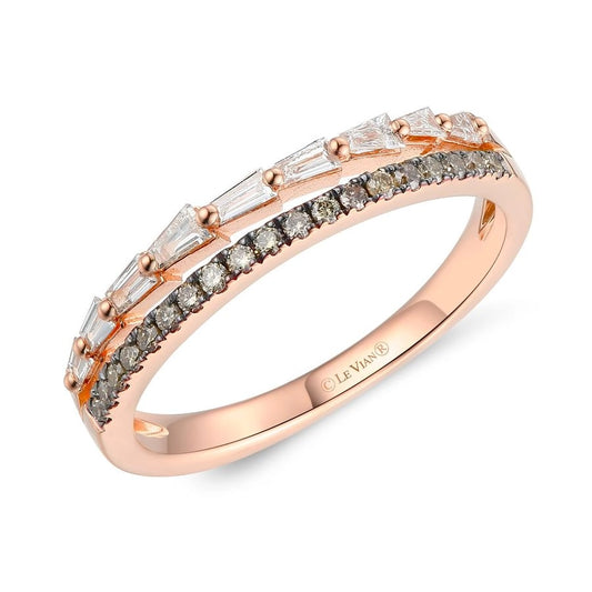 Le Vian Chocolatier® Ring featuring 1/6 cts. Vanilla Diamonds®, 1/8 cts. Chocolate Diamonds® set in 14K Strawberry Gold®