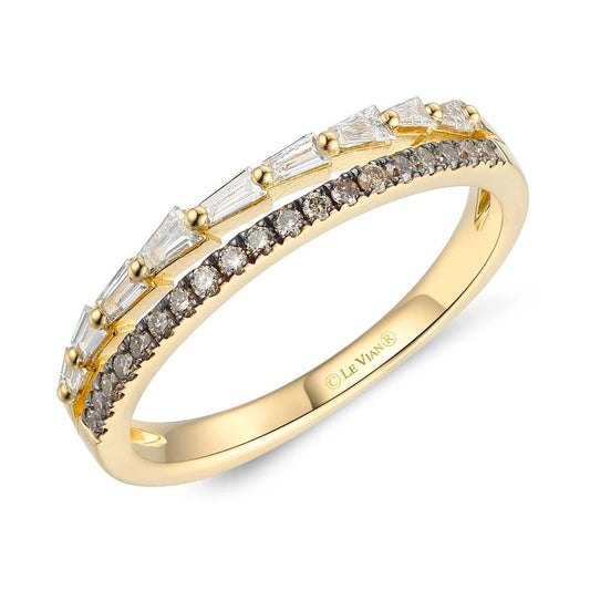 Le Vian Chocolatier® Ring featuring 1/6 cts. Vanilla Diamonds®, 1/8 cts. Chocolate Diamonds® set in 14K Honey Gold™
