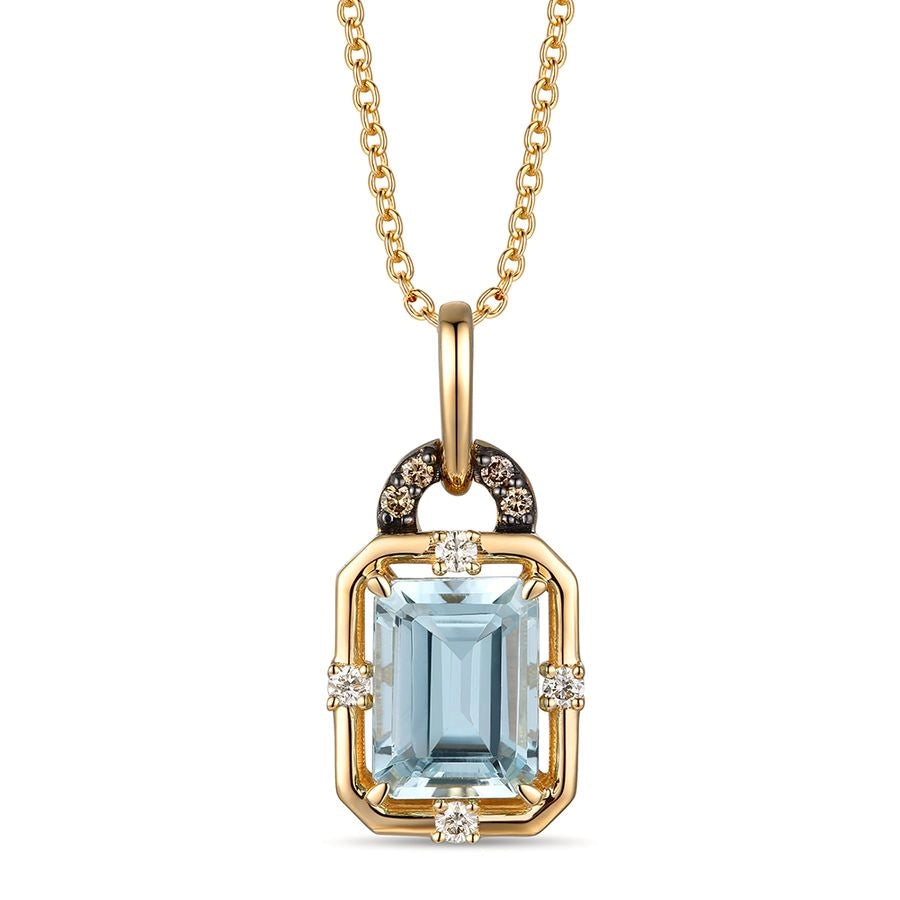 Le Vian® Pendant featuring 1 1/4 cts. Sea Blue Aquamarine®, 1/20 cts. Nude Diamonds™, Chocolate Diamonds® set in 14K Honey Gold™