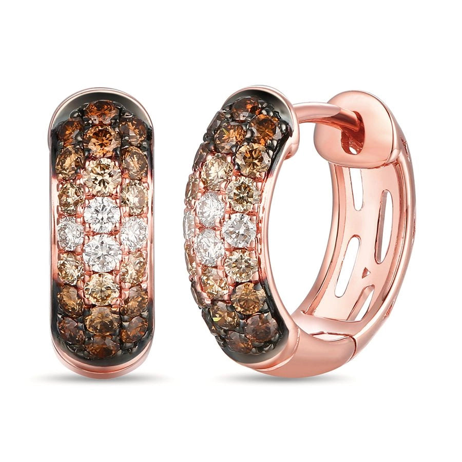 Le Vian Ombre Earrings featuring 1/2 cts. Chocolate Ombré Diamonds®, 1/8 cts. Vanilla Diamonds® set in 14K Strawberry Gold®
