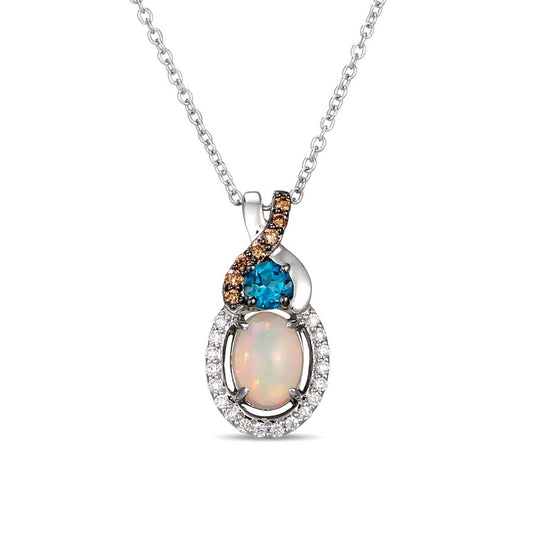 Le Vian Chocolatier® Pendant featuring 3/8 cts. Neopolitan Opal™, 1/6 cts. Deep Sea Blue Topaz™, 1/20 cts. Chocolate Diamonds®, 1/10 cts. Vanilla Diamonds® set in 14K Vanilla Gold®