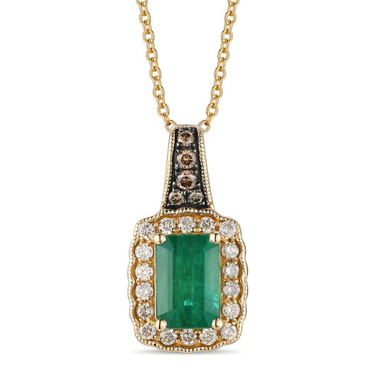 Le Vian® Pendant featuring 3/4 cts. Costa Smeralda Emeralds™, 1/20 cts. Chocolate Diamonds®, 1/6 cts. Nude Diamonds™ set in 14K Honey Gold™