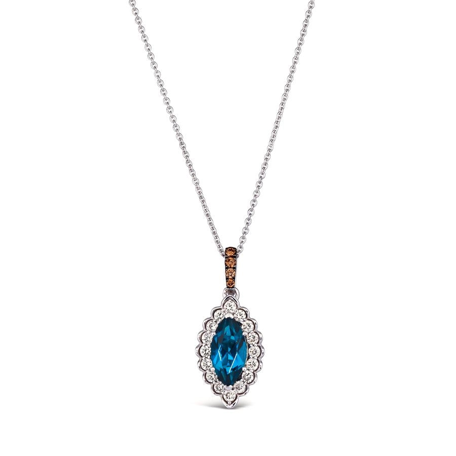 Le Vian® Pendant featuring 1 cts. Deep Sea Blue Topaz™, 1/4 cts. Nude Diamonds™, Chocolate Diamonds® set in 14K Vanilla Gold®