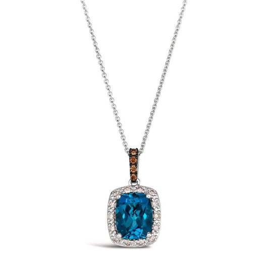 Le Vian® Pendant featuring 2 1/4 cts. Deep Sea Blue Topaz™, 1/5 cts. Nude Diamonds™, 1/15 cts. Chocolate Diamonds® set in 14K Vanilla Gold®