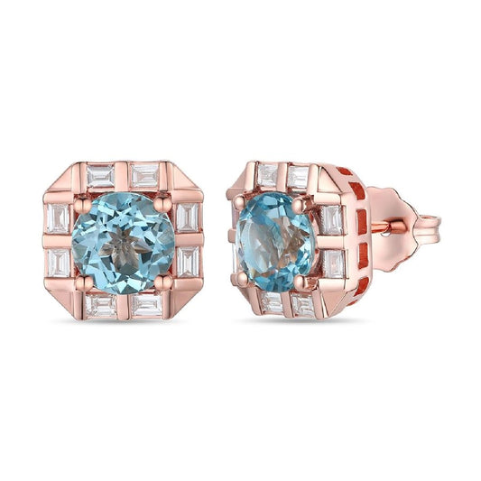 Le Vian® Earrings featuring 1 1/2 cts. Blue Topaz, 1/4 cts. Vanilla Diamonds® set in 14K Strawberry Gold®