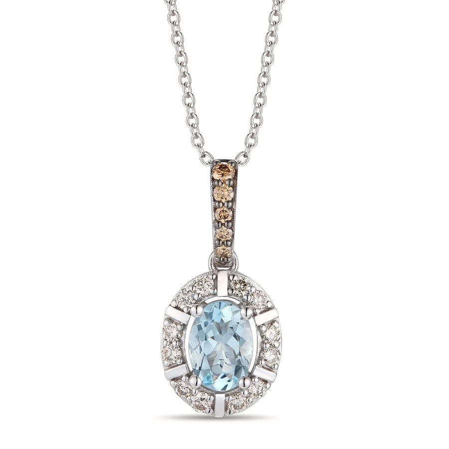 Le Vian® Pendant featuring 5/8 cts. Sea Blue Aquamarine®, 1/15 cts. Chocolate Diamonds®, 1/5 cts. Nude Diamonds™ set in 14K Vanilla Gold®