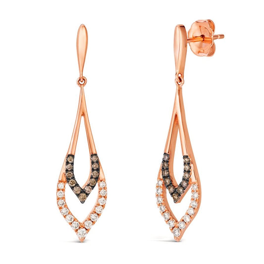 Le Vian® Earrings featuring 1/4 cts. Nude Diamonds™, 1/6 cts. Chocolate Diamonds® set in 14K Strawberry Gold®