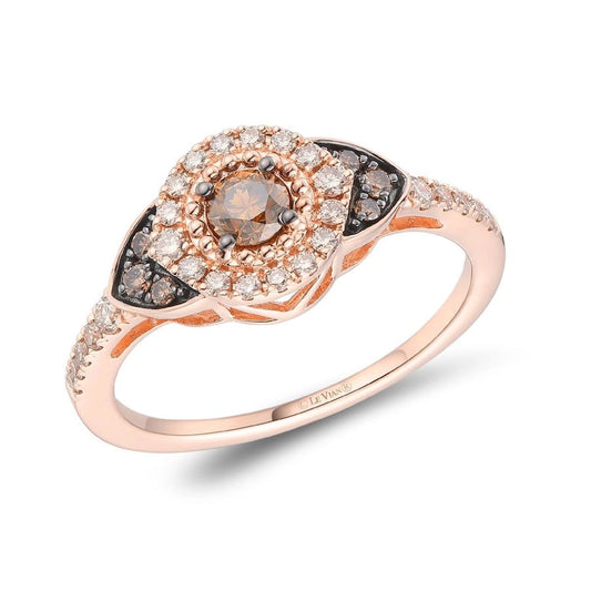 Le Vian® Ring featuring 1/3 cts. Chocolate Diamonds®, 1/4 cts. Nude Diamonds™ set in 14K Strawberry Gold®