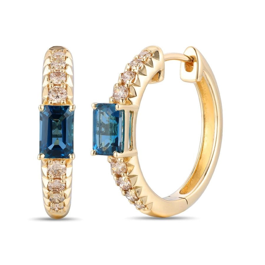 Le Vian® Earrings featuring 1 cts. Deep Sea Blue Topaz™, 1/2 cts. Nude Diamonds™ set in 14K Honey Gold™