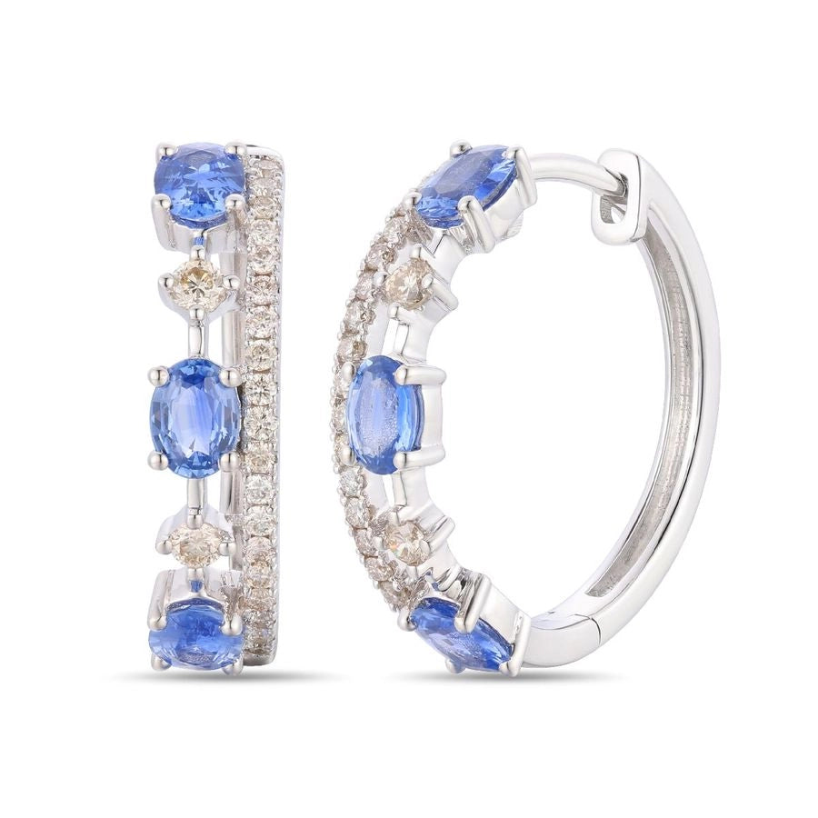 Le Vian® Earrings featuring 1 cts. Blueberry Sapphire™, 1/4 cts. Vanilla Diamonds® set in 14K Vanilla Gold®