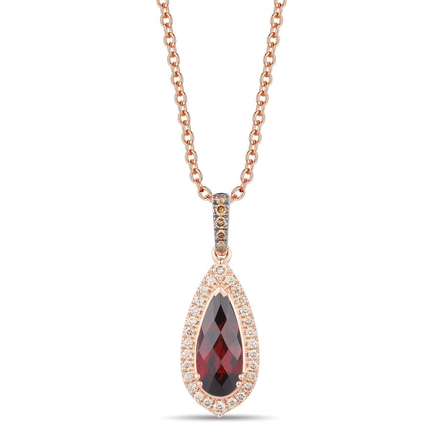 Le Vian® Pendant featuring 1 7/8 cts. Pomegranate Garnet™, 1/5 cts. Nude Diamonds™, 1/20 cts. Chocolate Diamonds® set in 14K Strawberry Gold®