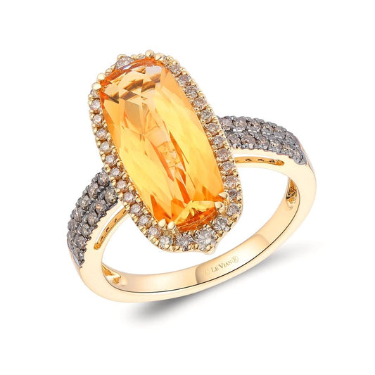 Le Vian® Ring featuring 3 5/8 cts. Cinnamon Citrine®, 1/4 cts. Nude Diamonds™, 1/4 cts. Chocolate Diamonds® set in 14K Honey Gold™